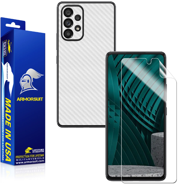 Armorsuit MilitaryShield Carbon Fiber Skin Wrap Film + HD Clear Screen Protector Designed for Samsung A53 (2022) - Anti-Bubble Film