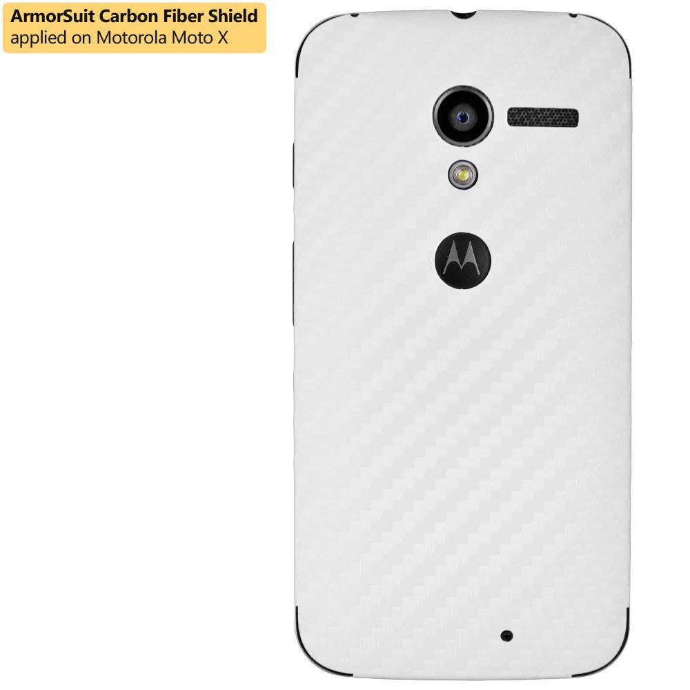 Motorola Moto X (1st Generation) Screen Protector + White Carbon Fiber Film Protector
